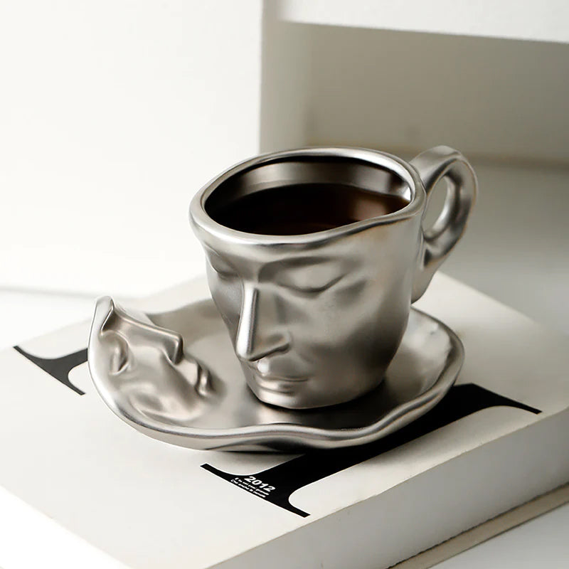 Metall berühren Gesicht kreative Keramik Kuss Kaffeetasse