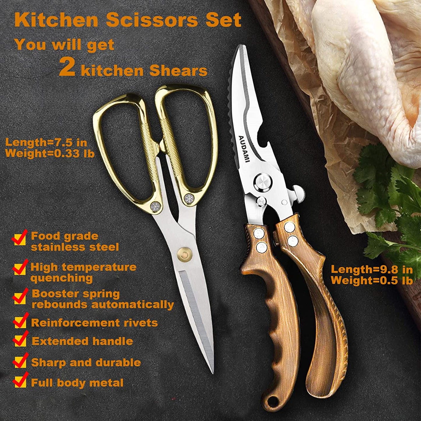 Küchen-Scheren Schwerlast-Küchenscheren-Set 2-Pack, Geflügelscheren Schwerlast-Profischnell
