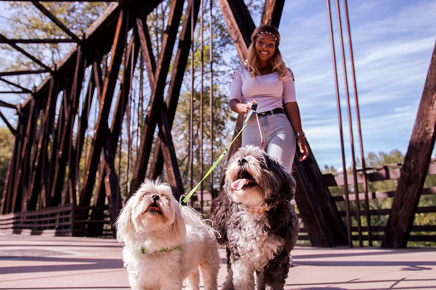 Dubbele hondenflexi-lijn