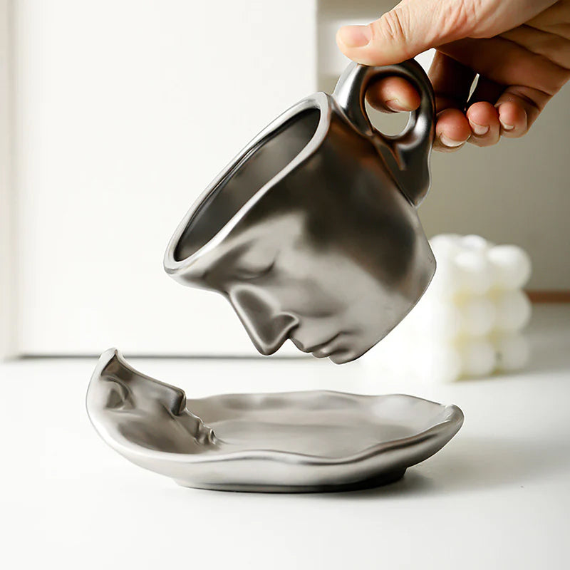 Metall berühren Gesicht kreative Keramik Kuss Kaffeetasse