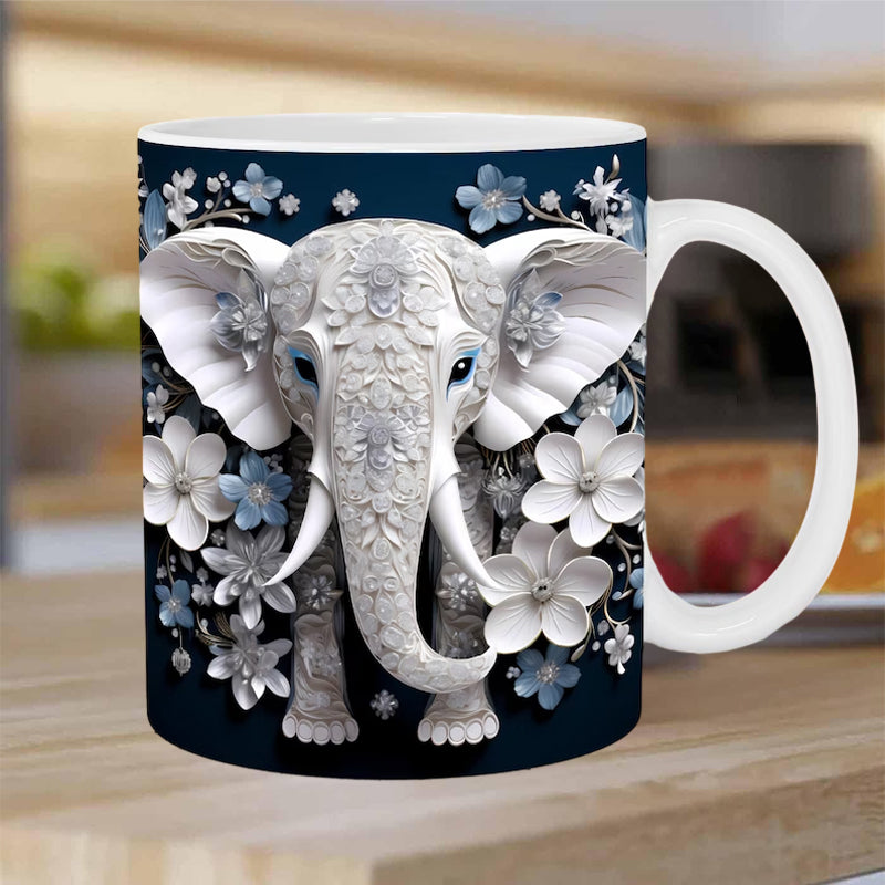 3D Elefanten Blumen Becher