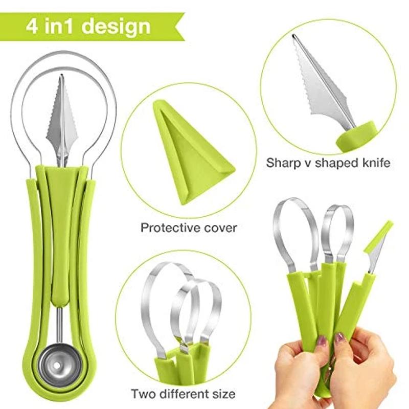 4 In 1 Edelstahl Obst Melonen Kugelausstecher Set