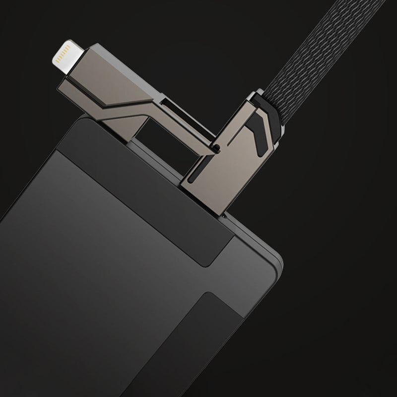 🔥(Kaufen Sie einen, erhalten Sie einen gratis)🔥4-in-1 flaches, geflochtenes Anti-Tangle-Ladekabel mit Klettverschluss