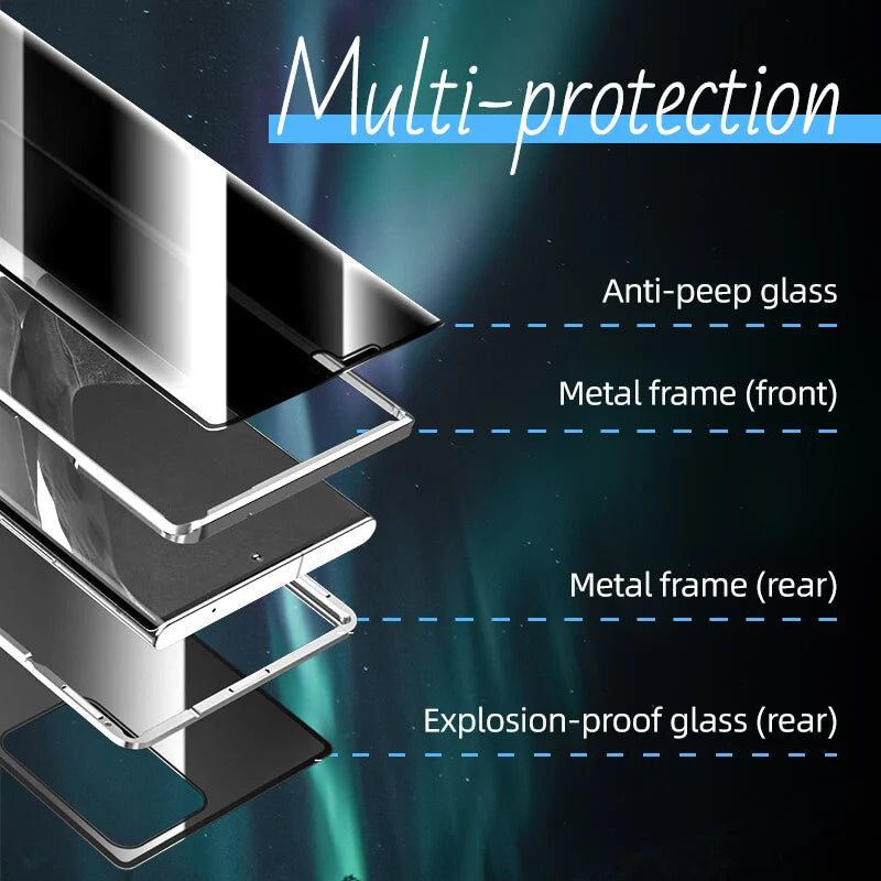 Magnetische gehärtete Glas doppelseitige Telefonhülle für Samsung