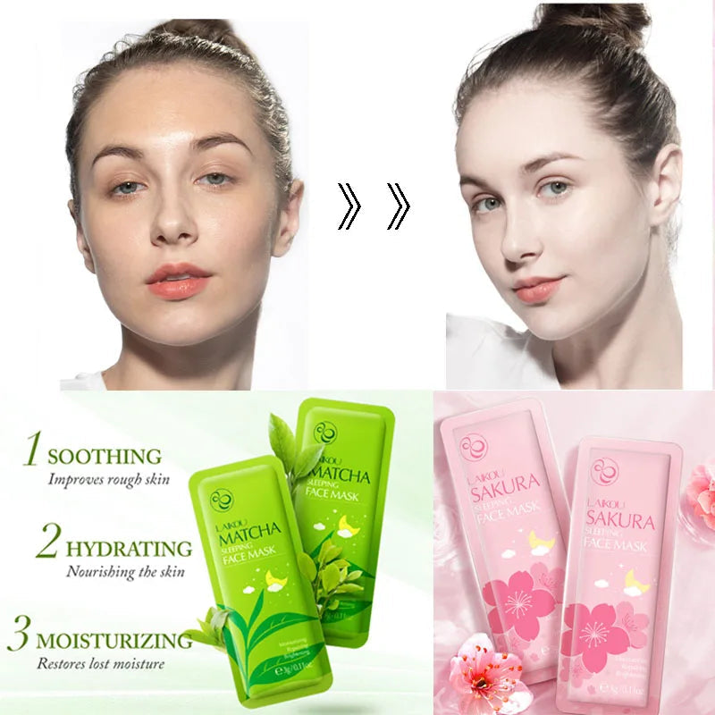 LAIKOU Sakura Algen Centella Schnecken Kollagen Schlafmaske Einzelverpackung Nährend Hautpflege Hautbarriere Gesichtsmaske