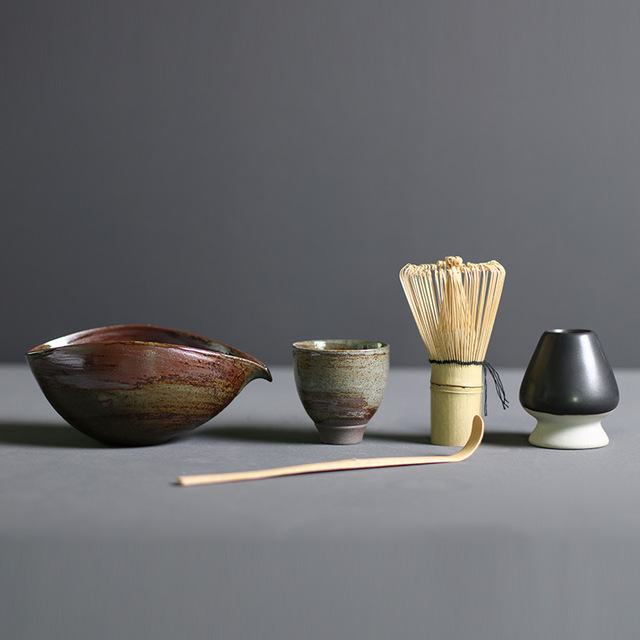 Premium Matcha Tee Zeremonie Set – Bambus Besen & Keramikschüssel