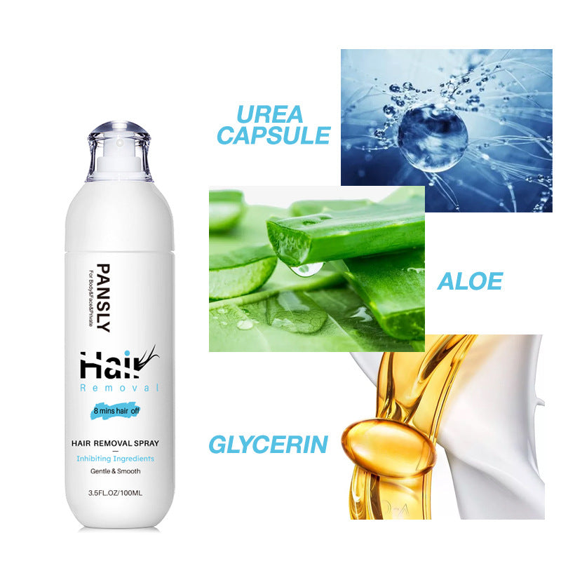 PANSLY Haarentfernung, 100 ml, sanftes Spray, Körperpflegecreme für Achseln und Beine
