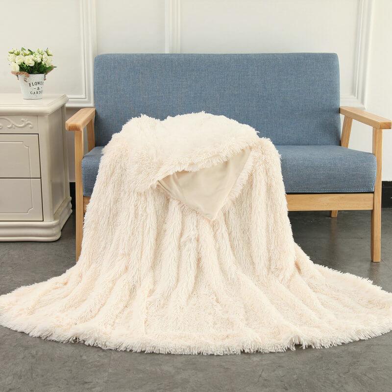 Plüsch Kunstfell Wurfdecke | Luxuriöse Flauschige Decke für Couch und Sofa
