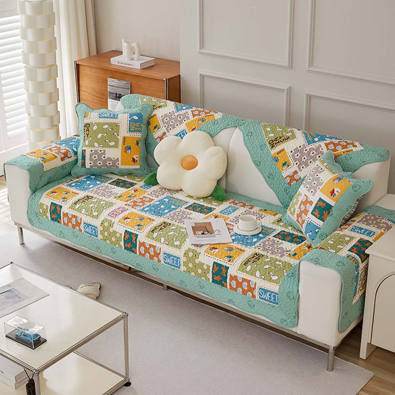 Kindlicher Muster Plaid Baumwolle Waschbarer Sofabezug