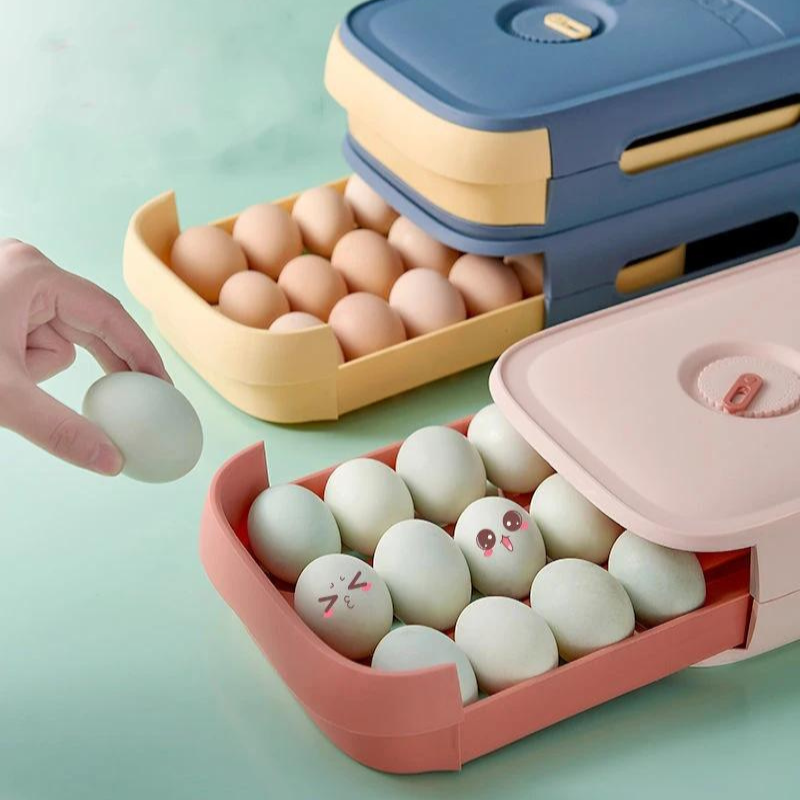Stapelbare Eier Aufbewahrungsbox – Platzsparender Eierspender für Kühlschrank