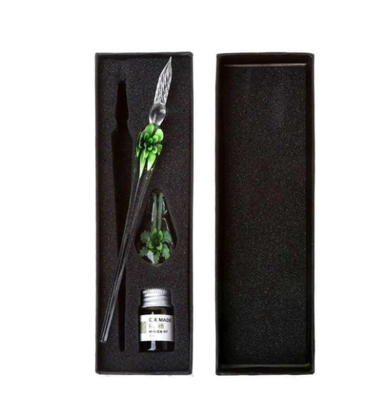 Glas Kalligraphie Stift Set mit Tinte und Stifthalter
