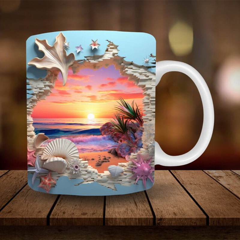 Sandsberg | 3D Ozean Strand Durchbruch Thema Kaffeebecher