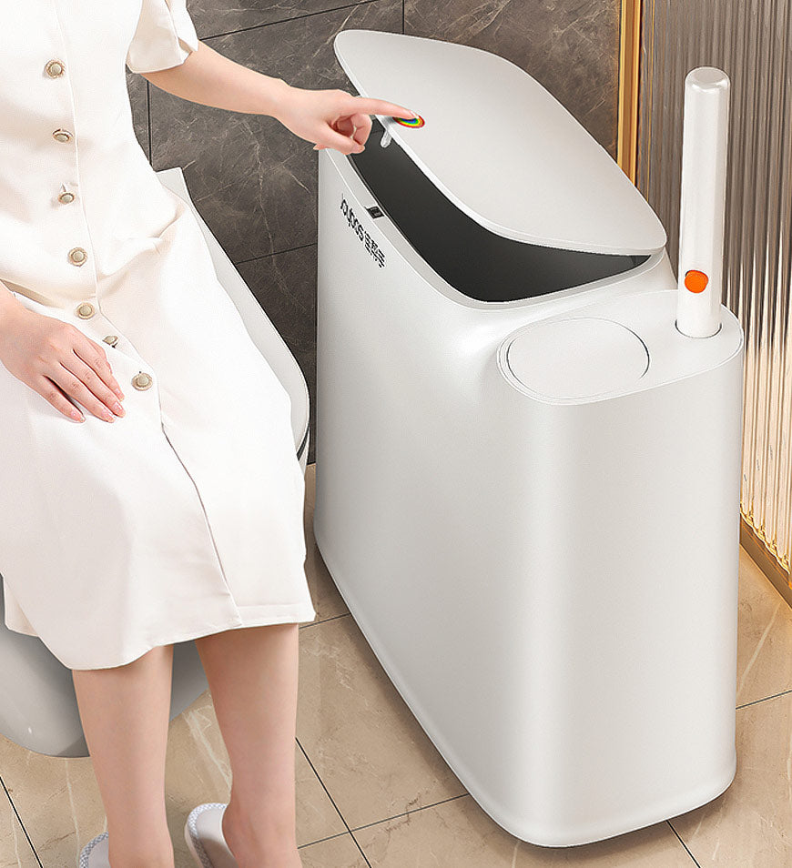 2 in 1 Schmaler Badezimmer-Mülleimer mit Toilettenbürste Z32