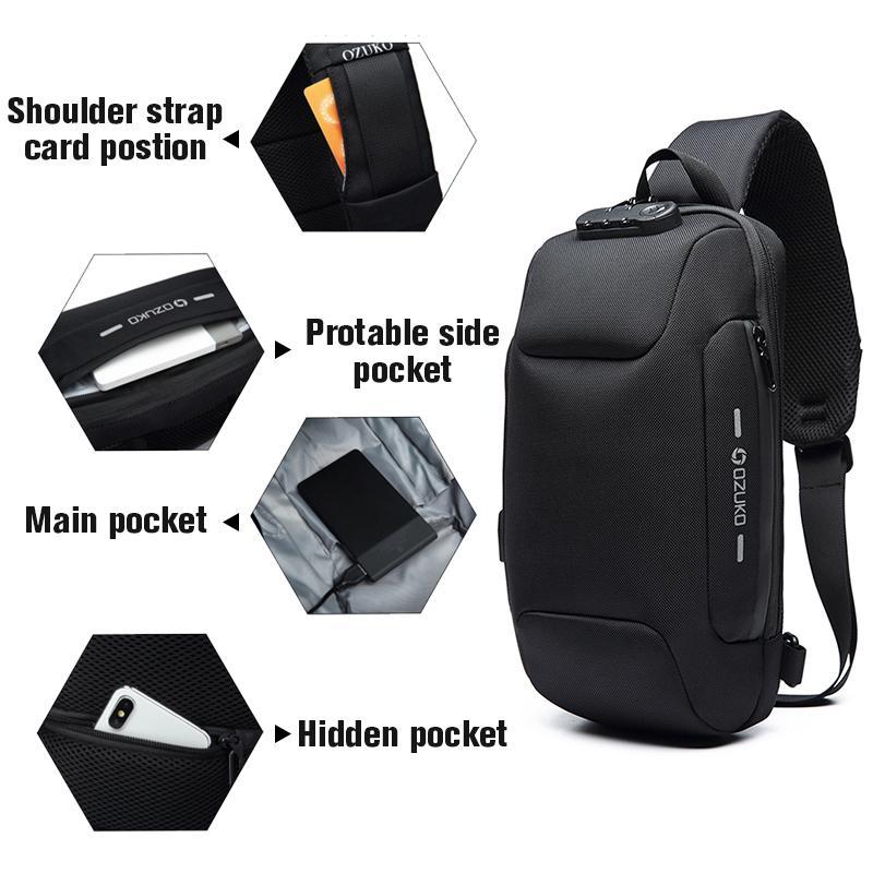 Antidiebstahl-Rucksack mit 3-stelligem Schloss