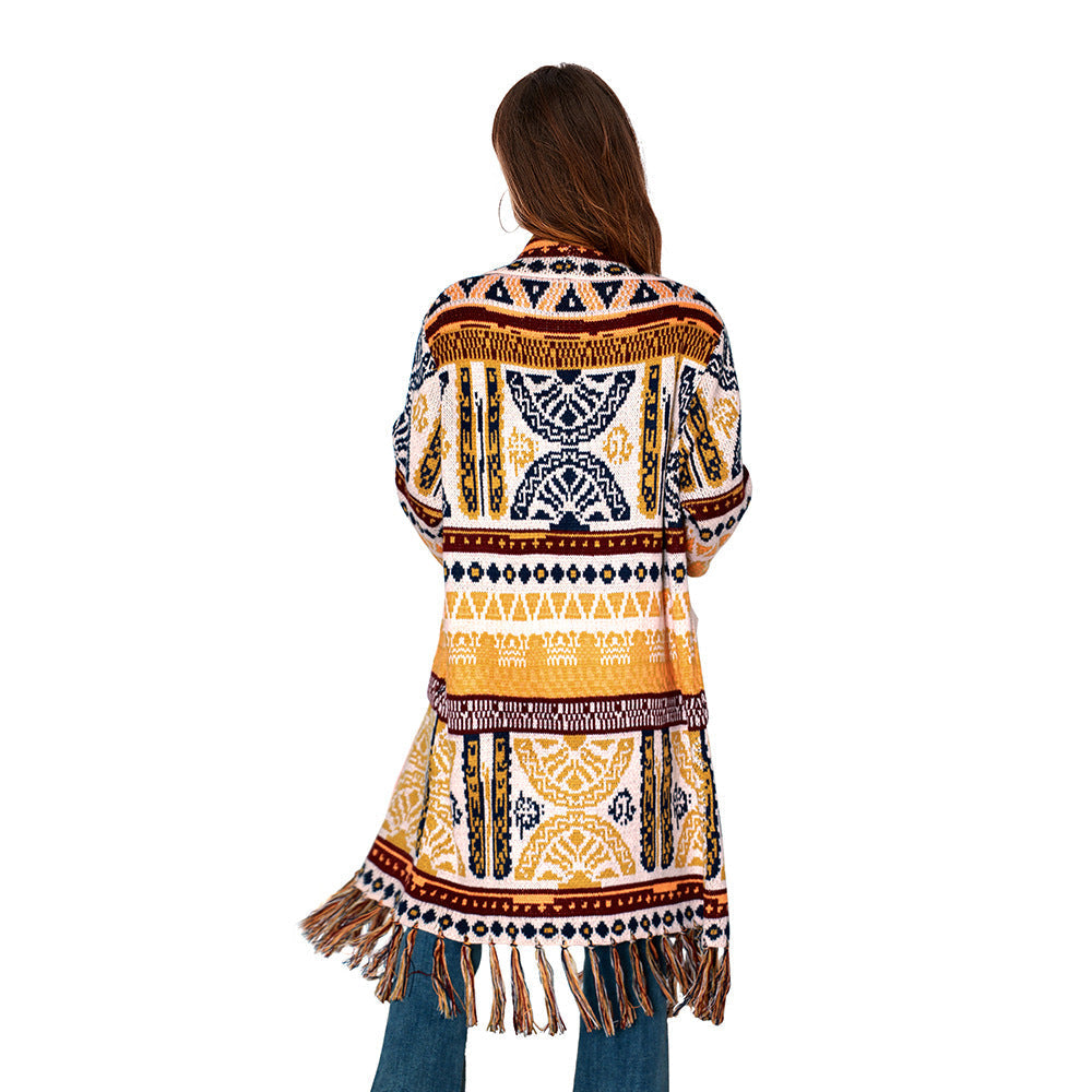 Ethnischer Fransencardigan