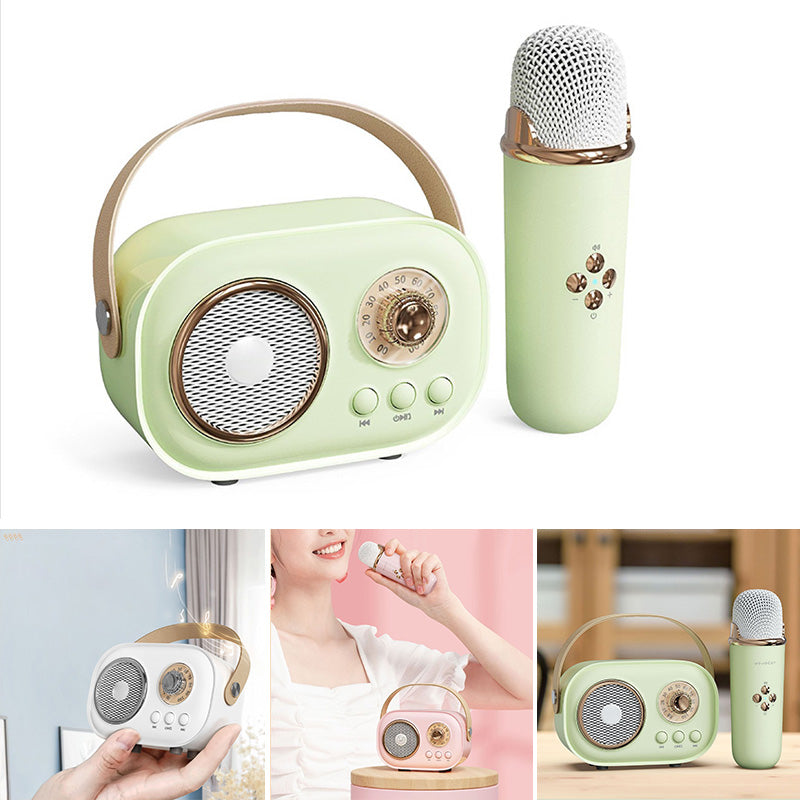 Mini Karaoke Maschine & Bluetooth Lautsprecher Mit Kabellosem Mikrofon