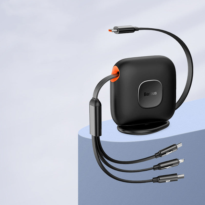 Sandsberg | 3-in-1 ausziehbares drehbares Ladekabel, mit Lightning, Type-C & Micro, für Handys & Tablets