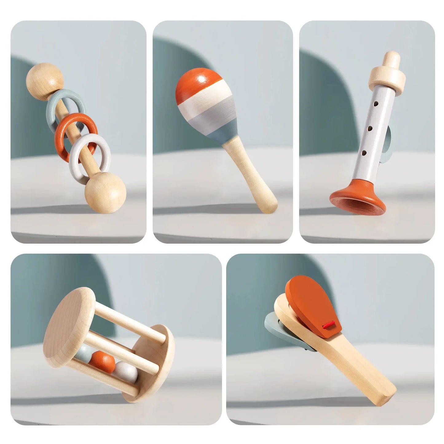 Holz Montessori Musikinstrumenten Set für Kleinkinder - Professionell gestimmtes Xylophon, Maracas und mehr - Bildungs Geschenk für Vorschulkinder