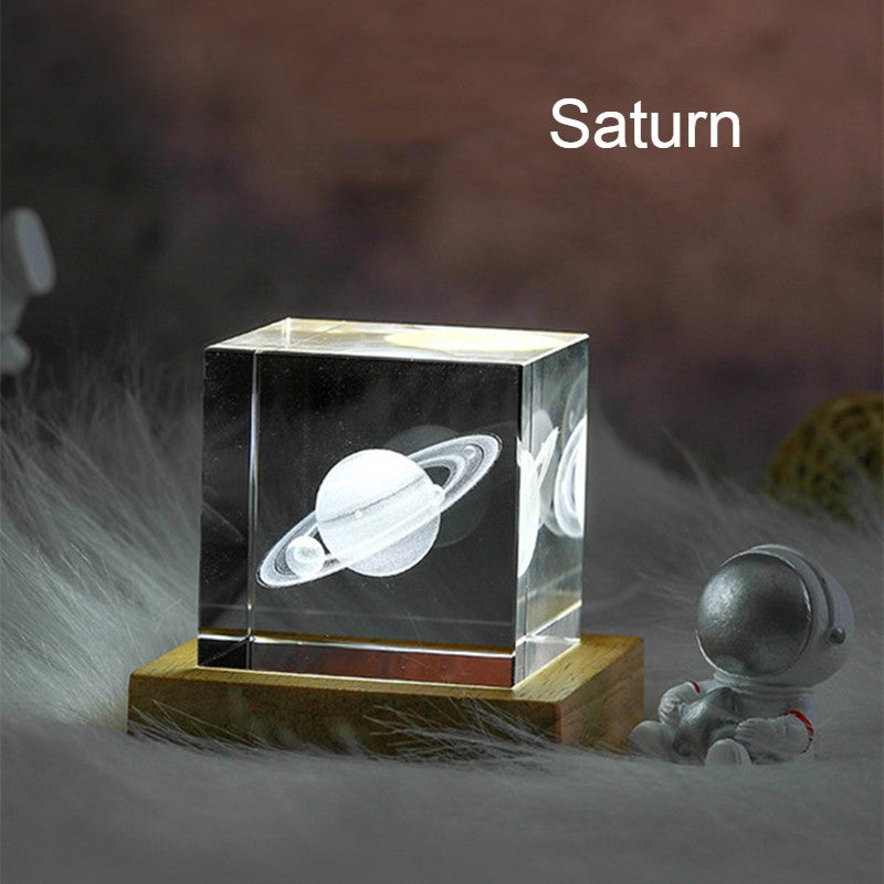 Sandsberg | 3D Galaxy Kristall Glas Würfel mit aufladbarem buntem Lichtbasis, für Geschenk & Wohnkultur