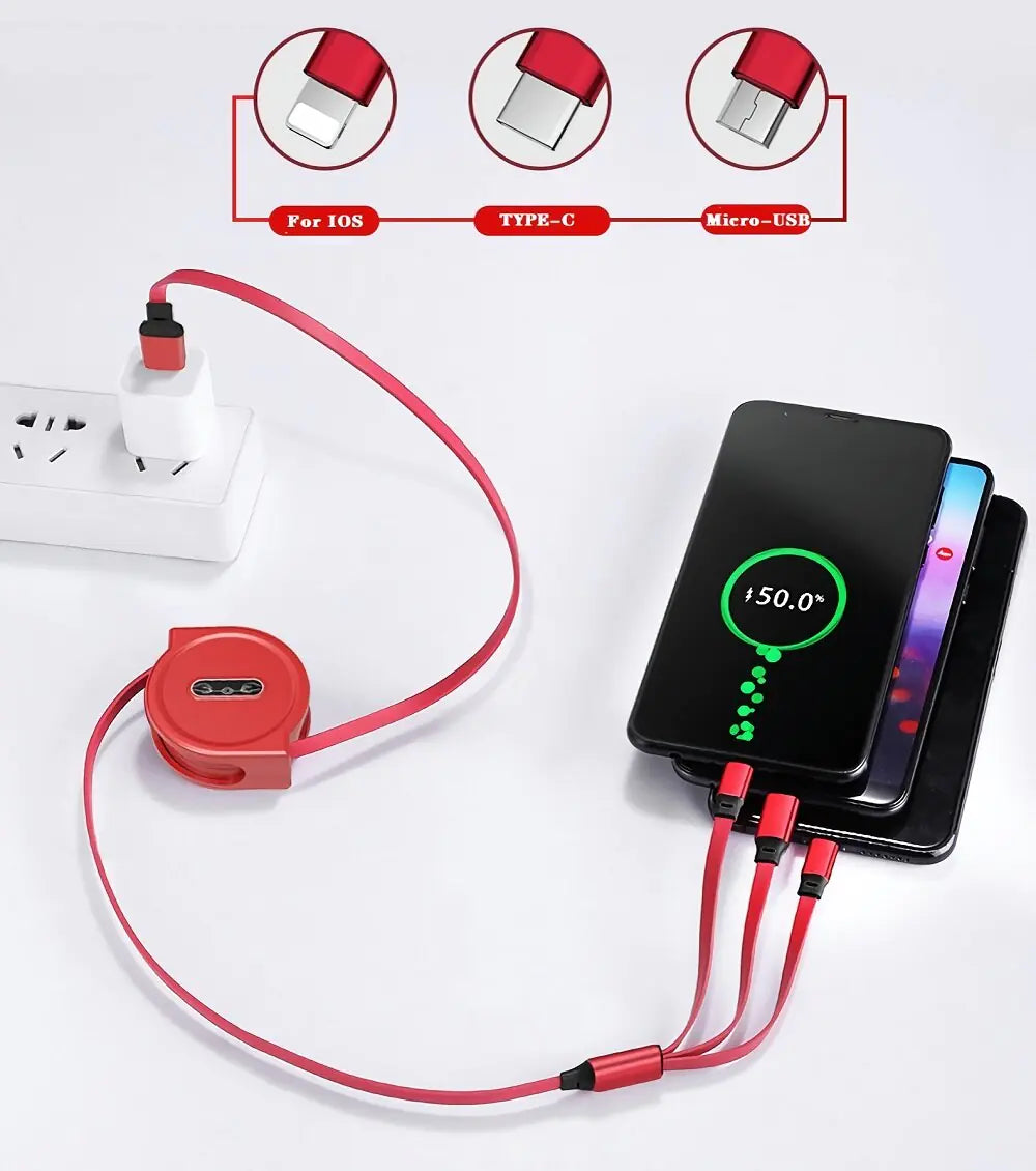 3-in-1-USB-verlängerbares Datenkabel