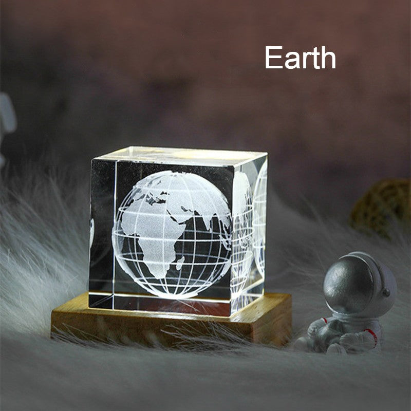 Sandsberg | 3D Galaxy Kristall Glas Würfel mit aufladbarem buntem Lichtbasis, für Geschenk & Wohnkultur