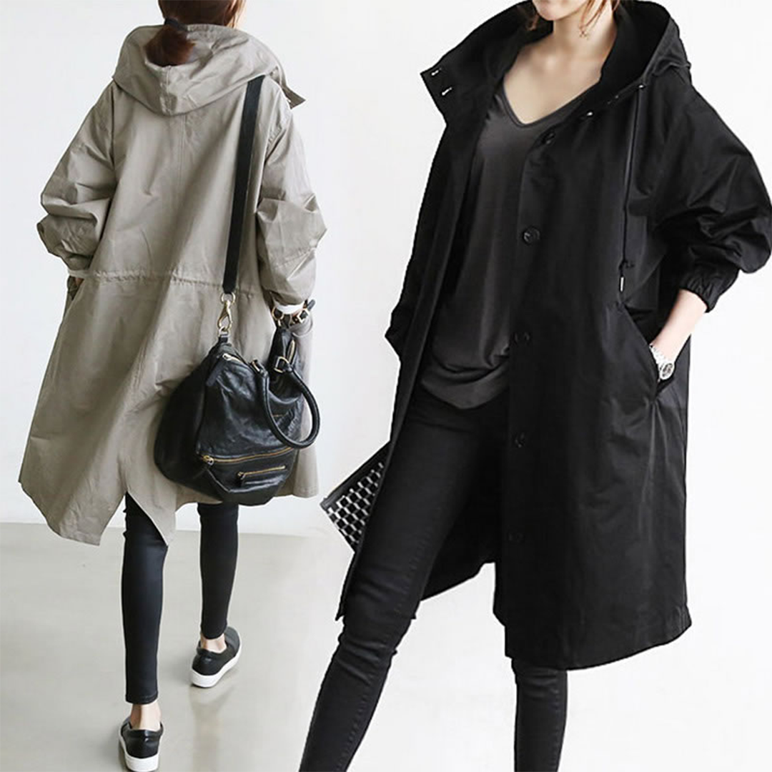 Lange wasserdichte Regenjacke für Damen