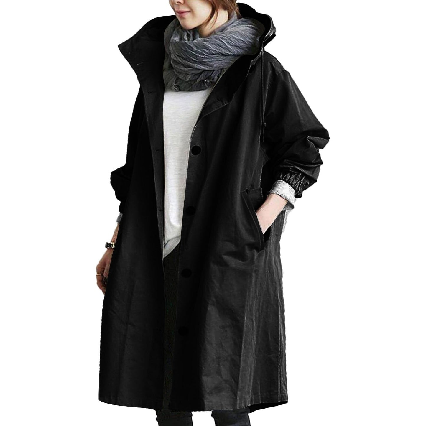 Lange wasserdichte Regenjacke für Damen