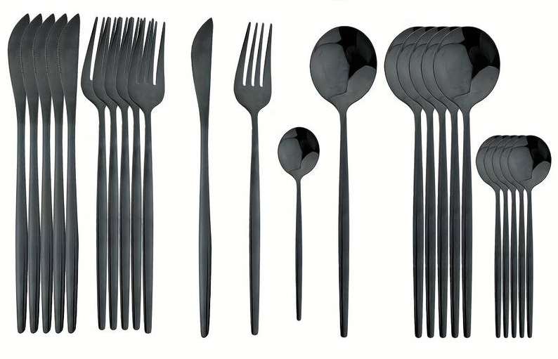 24-teiliges schwarzes Besteckset