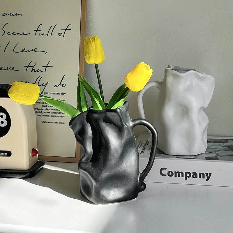 Papier Tasche Silberne Keramikvase