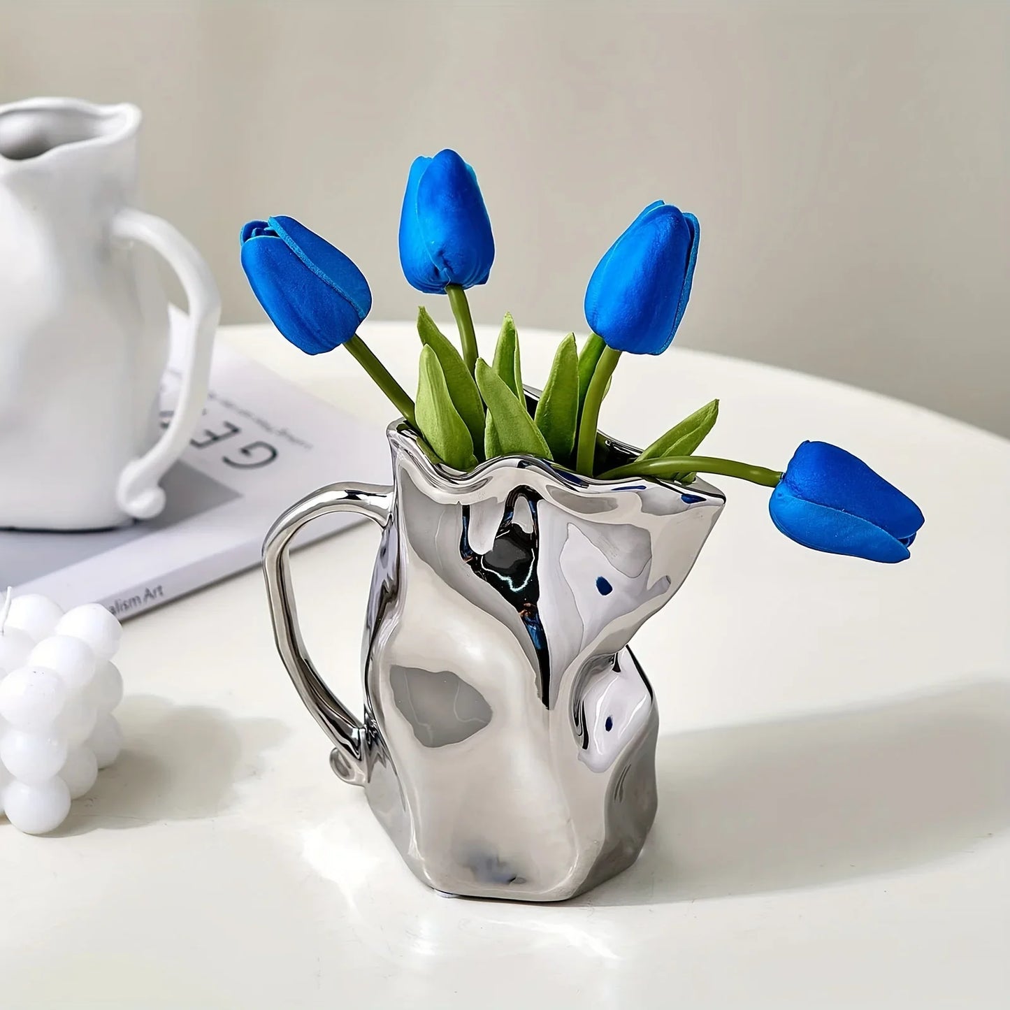 Papier Tasche Silberne Keramikvase