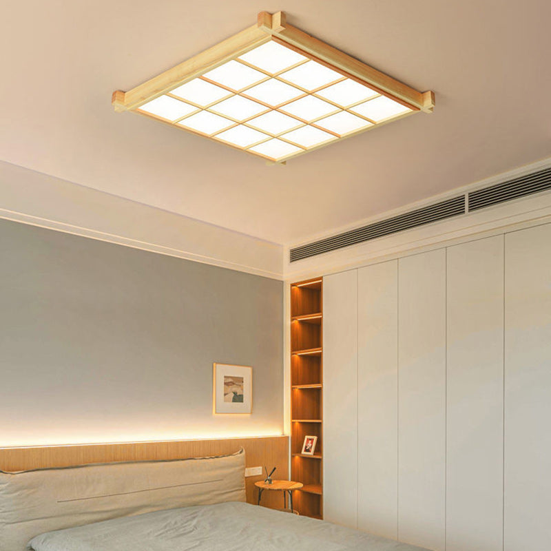 japanische quadratische Holz-Acryl-LED-Deckenleuchte für das Wohnzimmer