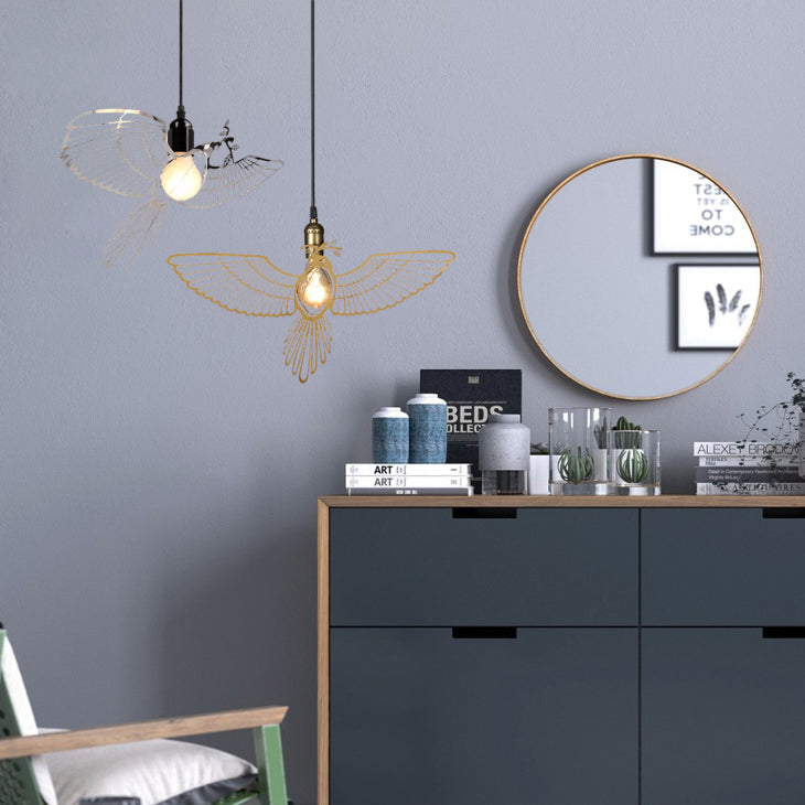 Traditionelle rustikale Vogel Eisen 1-Licht Pendelleuchte für das Wohnzimmer