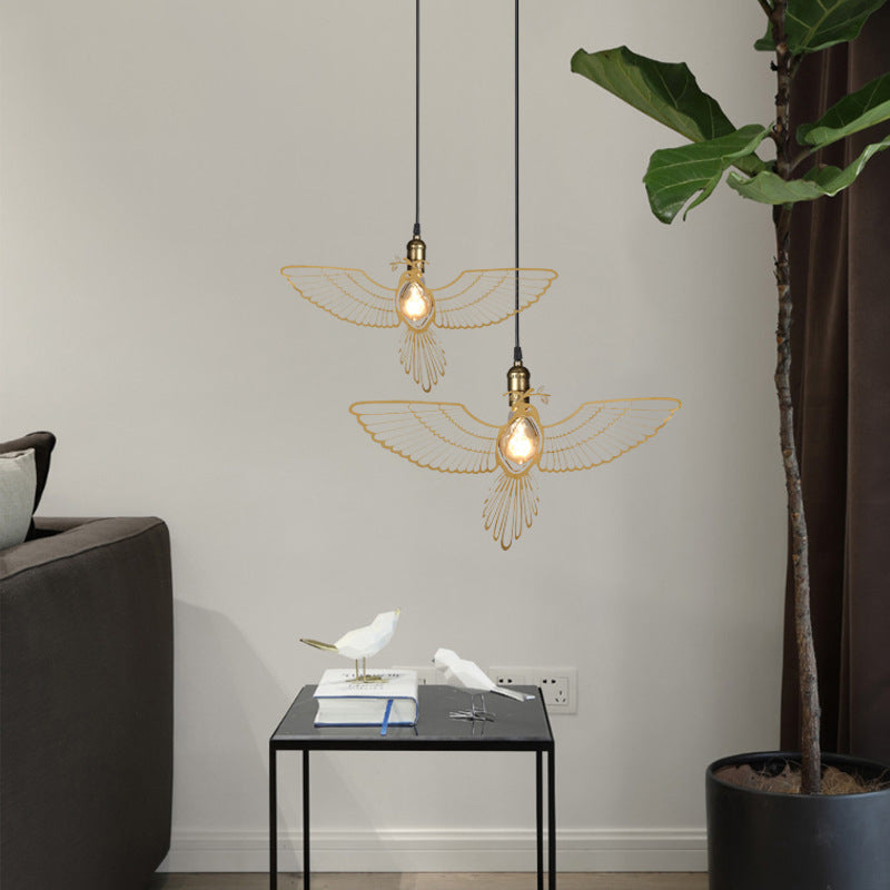 Traditionelle rustikale Vogel Eisen 1-Licht Pendelleuchte für das Wohnzimmer