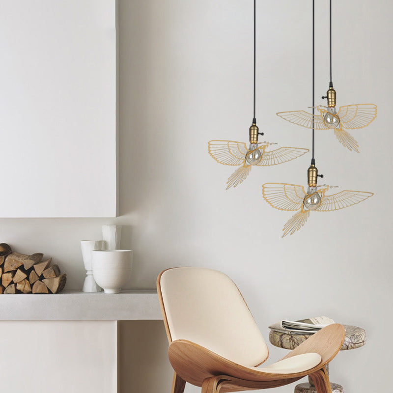Traditionelle rustikale Vogel Eisen 1-Licht Pendelleuchte für das Wohnzimmer