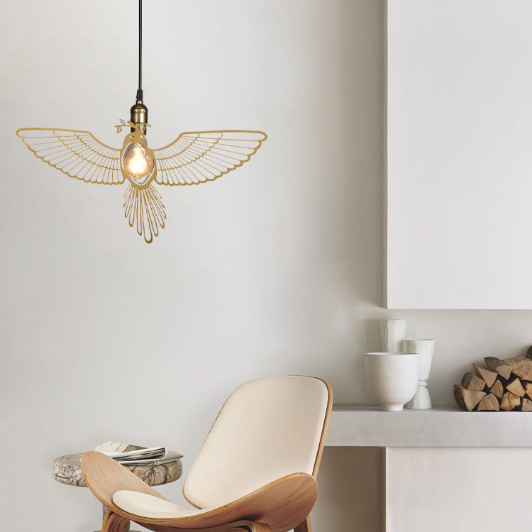 Traditionelle rustikale Vogel Eisen 1-Licht Pendelleuchte für das Wohnzimmer