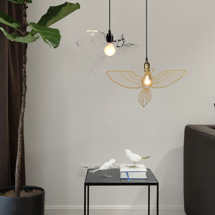 Traditionelle rustikale Vogel Eisen 1-Licht Pendelleuchte für das Wohnzimmer
