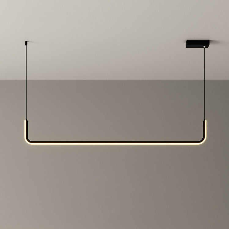 Moderne Minimalistische Lange Streifen Hardware Aluminium Silikagel LED Insel Licht Kronleuchter Für Esszimmer