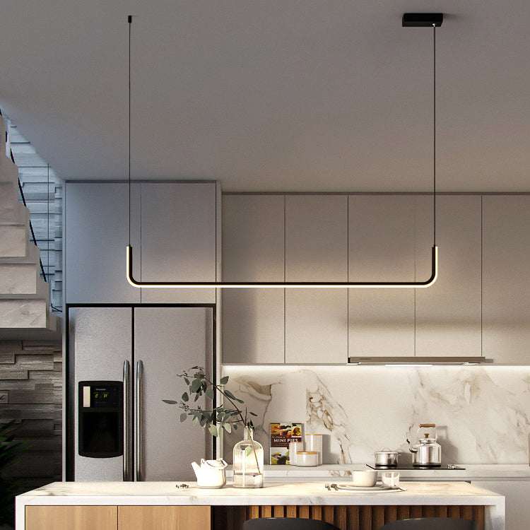 Moderne Minimalistische Lange Streifen Hardware Aluminium Silikagel LED Insel Licht Kronleuchter Für Esszimmer