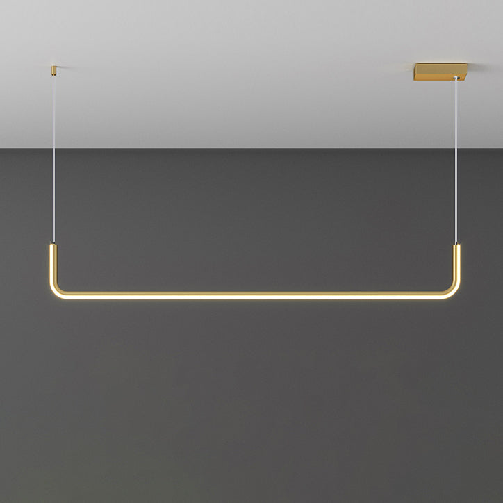 Moderne Minimalistische Lange Streifen Hardware Aluminium Silikagel LED Insel Licht Kronleuchter Für Esszimmer