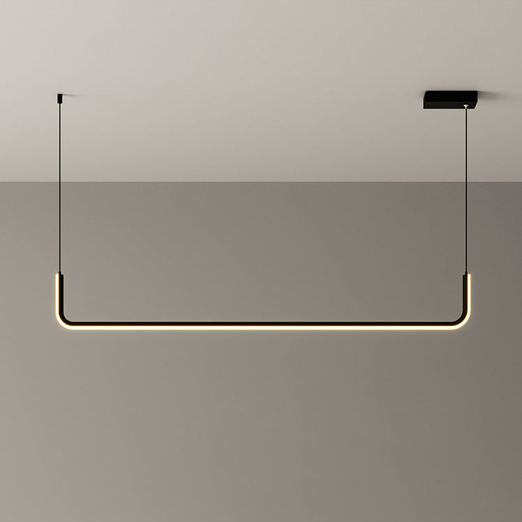 Moderne Minimalistische Lange Streifen Hardware Aluminium Silikagel LED Insel Licht Kronleuchter Für Esszimmer