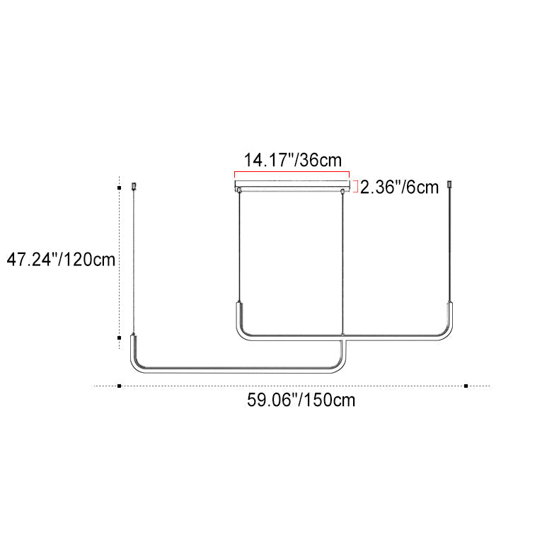 Moderne Minimalistische Lange Streifen Hardware Aluminium Silikagel LED Insel Licht Kronleuchter Für Esszimmer