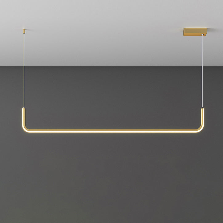 Moderne Minimalistische Lange Streifen Hardware Aluminium Silikagel LED Insel Licht Kronleuchter Für Esszimmer