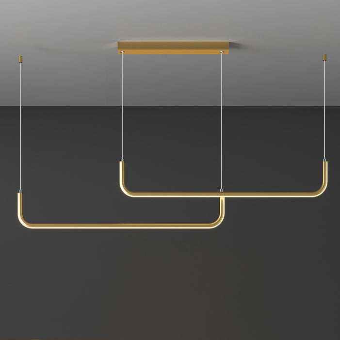Moderne Minimalistische Lange Streifen Hardware Aluminium Silikagel LED Insel Licht Kronleuchter Für Esszimmer