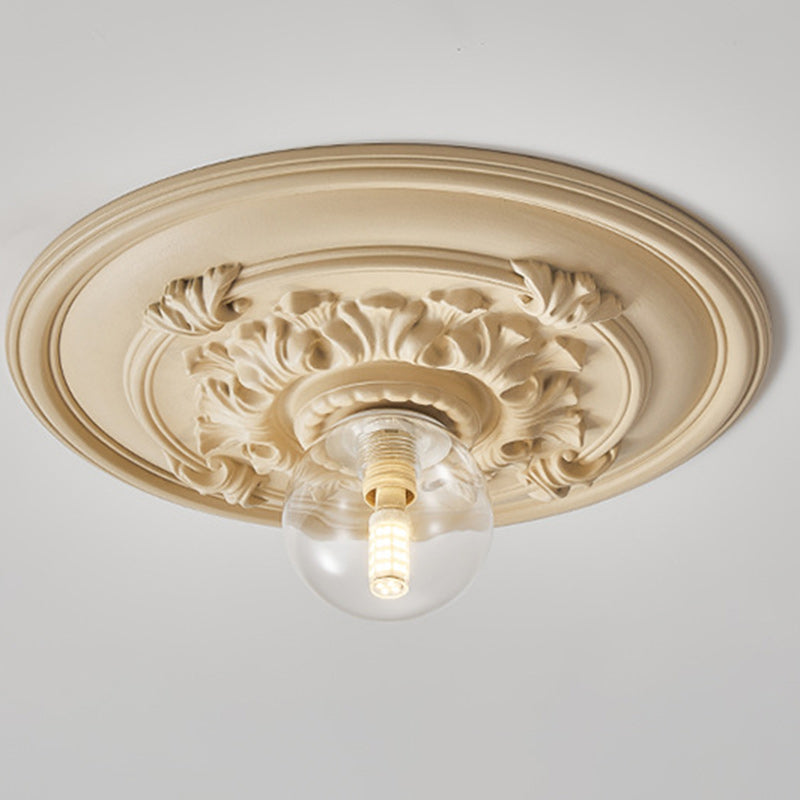 französische handgefertigte runde Relief-Resin-Glas 1-Licht Deckenleuchte für Flur