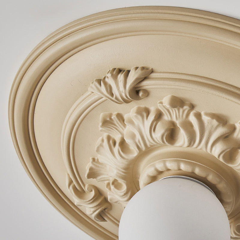 französische handgefertigte runde Relief-Resin-Glas 1-Licht Deckenleuchte für Flur