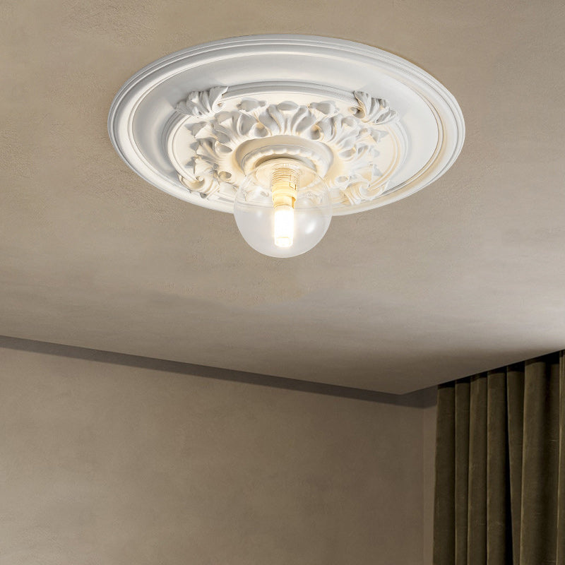 französische handgefertigte runde Relief-Resin-Glas 1-Licht Deckenleuchte für Flur