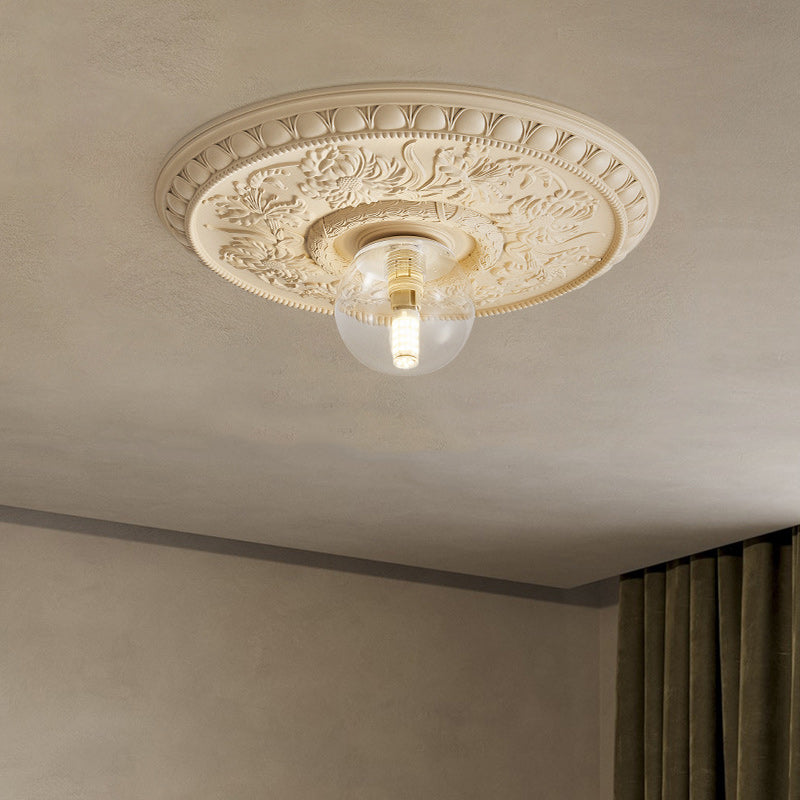 französische handgefertigte runde Relief-Resin-Glas 1-Licht Deckenleuchte für Flur