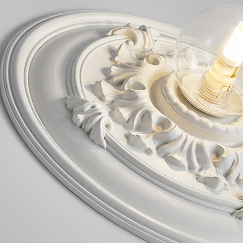 französische handgefertigte runde Relief-Resin-Glas 1-Licht Deckenleuchte für Flur