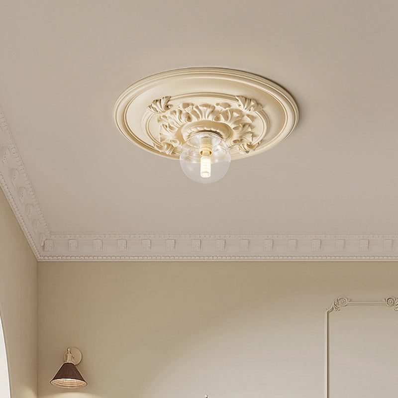 französische handgefertigte runde Relief-Resin-Glas 1-Licht Deckenleuchte für Flur