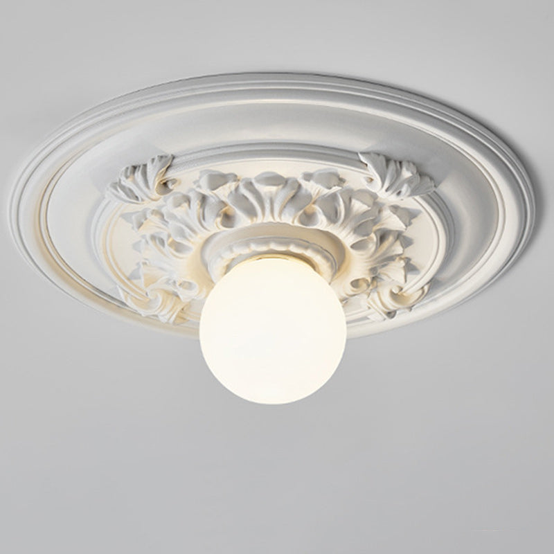 französische handgefertigte runde Relief-Resin-Glas 1-Licht Deckenleuchte für Flur